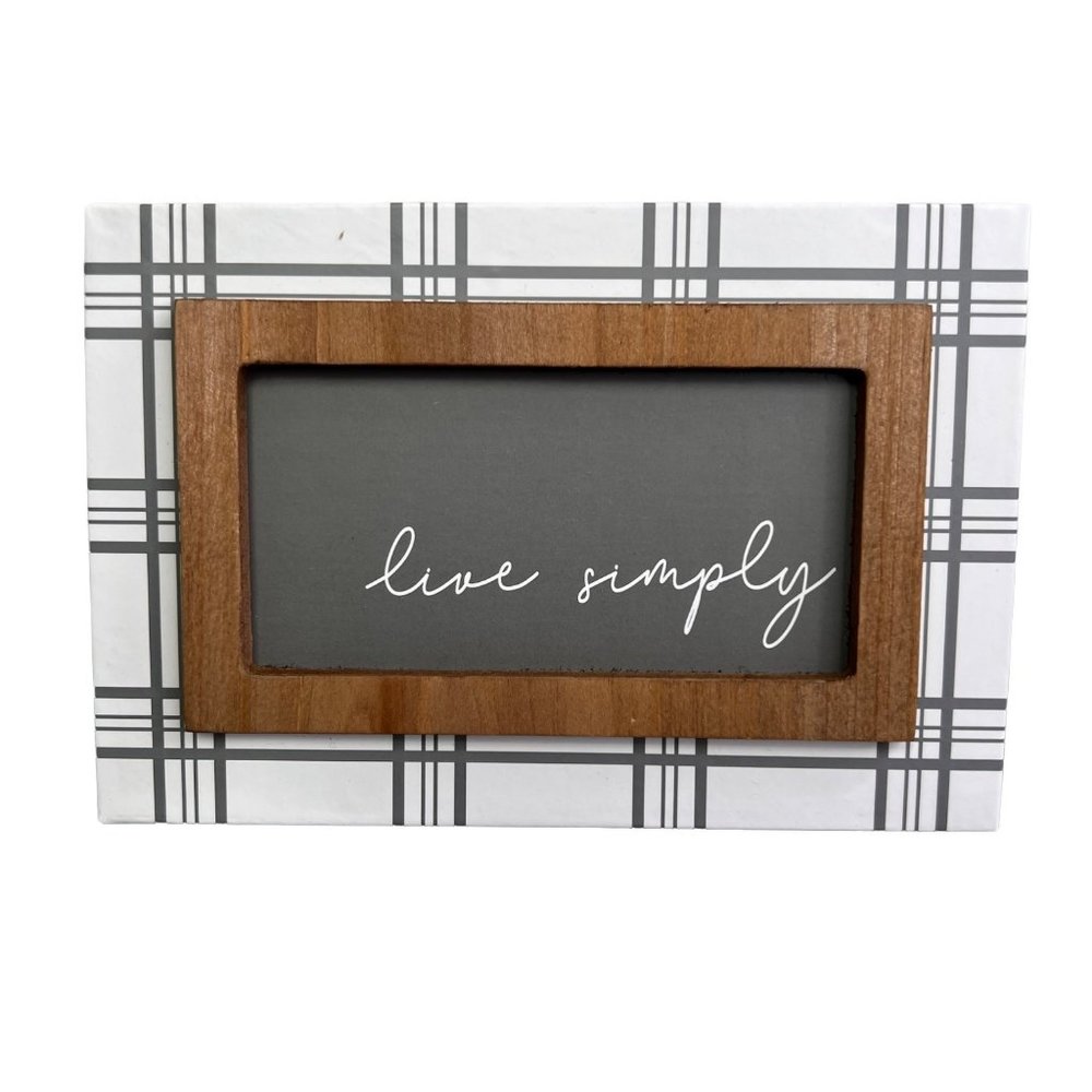 Decocrated Wooden Art Block Live Simply Frame Board Script Plaid Tier Tray Decor